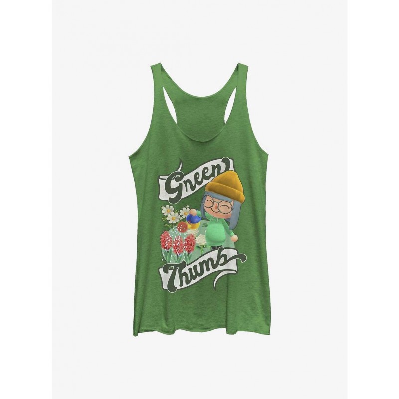 Fashion Nintendo Animal Crossing Green Thumb Girls Raw Edge Tank $9.53 Tanks