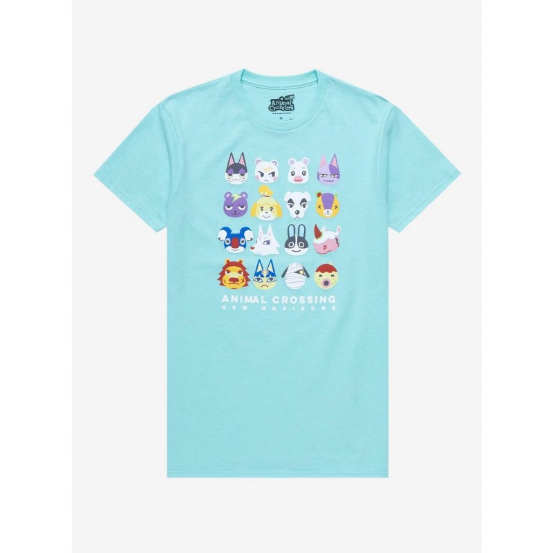 Trendy Animal Crossing: New Horizons Teal Villager Grid Boyfriend Fit Girls T-Shirt $3.96 T-Shirts