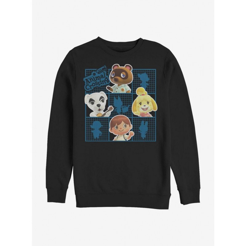 Pre-sale Animal Crossing Character Grid Crew Sweatshirt $14.76 Sweatshirts