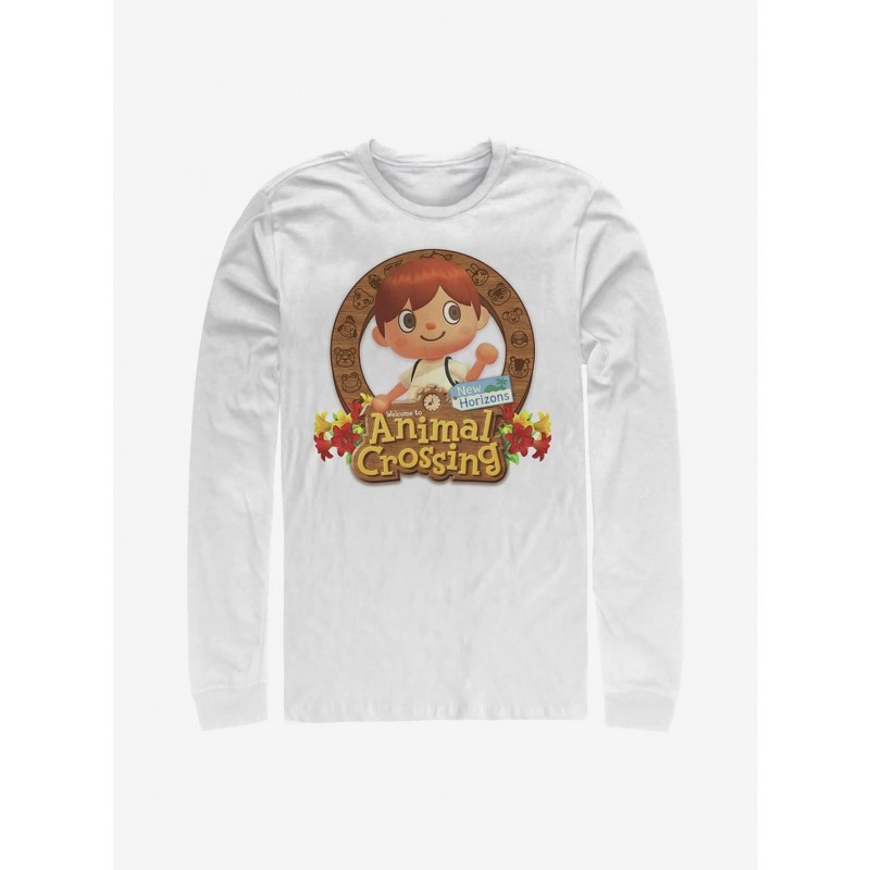 Big Sale Nintendo Animal Crossing Villager Emblem Long-Sleeve T-Shirt $7.90 T-Shirts