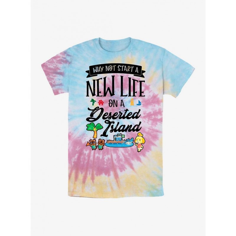 Cheap Sale Nintendo Animal Crossing Start Anew Tie Dye T-Shirt $8.55 T-Shirts