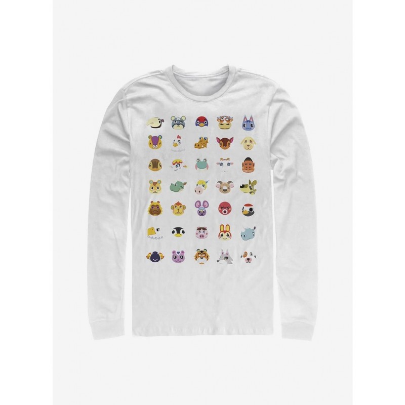 Limited Time Special Nintendo Animal Crossing Character Heads Long-Sleeve T-Shirt $8.69 T-Shirts