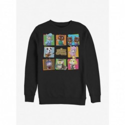 Crazy Deals Nintendo Animal Crossing 8 Character Paste Up Crew Sweatshirt $13.28 Sweatshirts