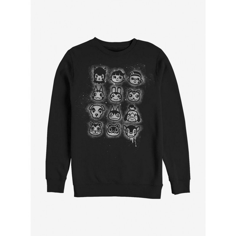 Seasonal Sale Nintendo Animal Crossing Villager Stencil Tilted Crew Sweatshirt $14.76 Sweatshirts