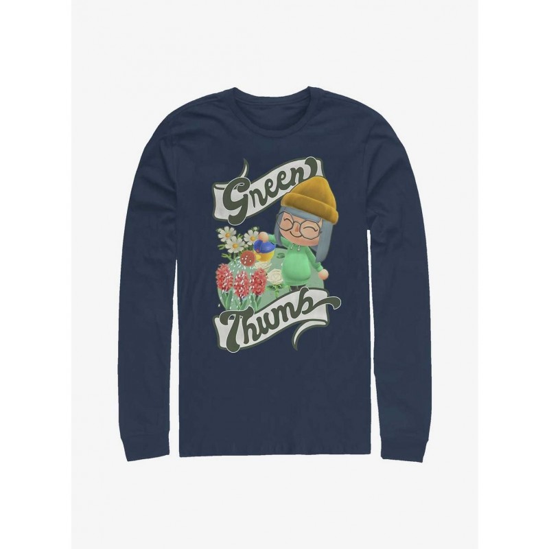 Pre-sale Discount Nintendo Animal Crossing Green Thumbr Long-Sleeve T-Shirt $10.79 T-Shirts