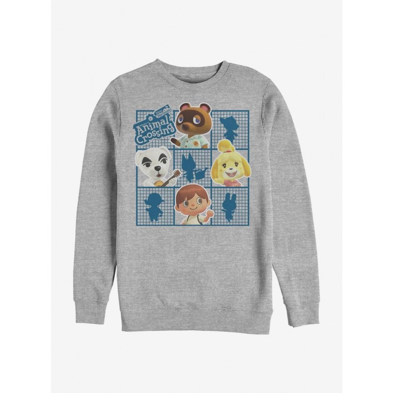 Pre-sale Animal Crossing Character Grid Crew Sweatshirt $12.69 Sweatshirts