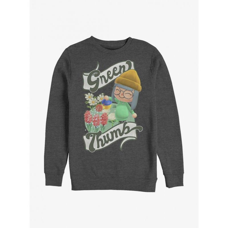 Pre-sale Discount Nintendo Animal Crossing Green Thumb Sweatshirt $12.40 Sweatshirts