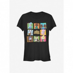 Wholesale Nintendo Animal Crossing 8 Character Paste Up Girls T-Shirt $8.96 T-Shirts