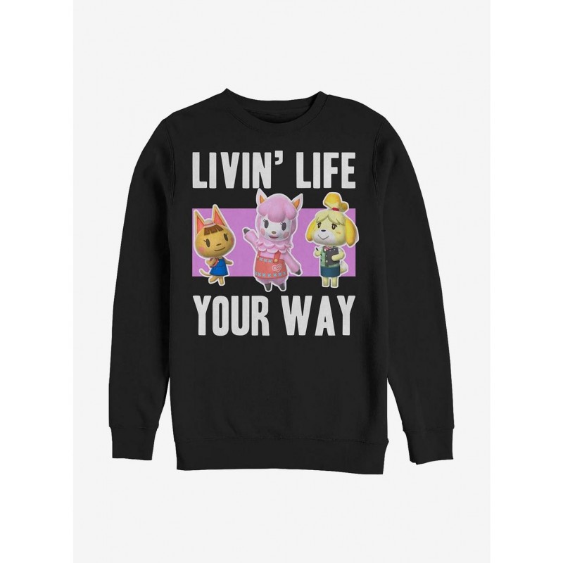 Fashion Nintendo Animal Crossing Living Life Crew Sweatshirt $8.86 Sweatshirts